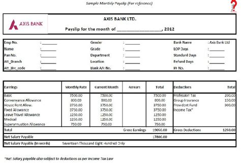 template for salary slip passahut