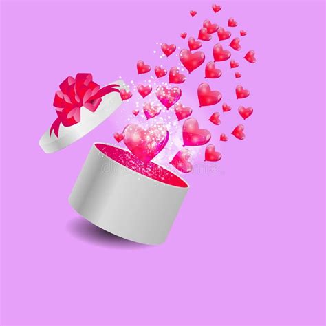 Valentines Day Card With T Box And Heart Shaped Stock Vector