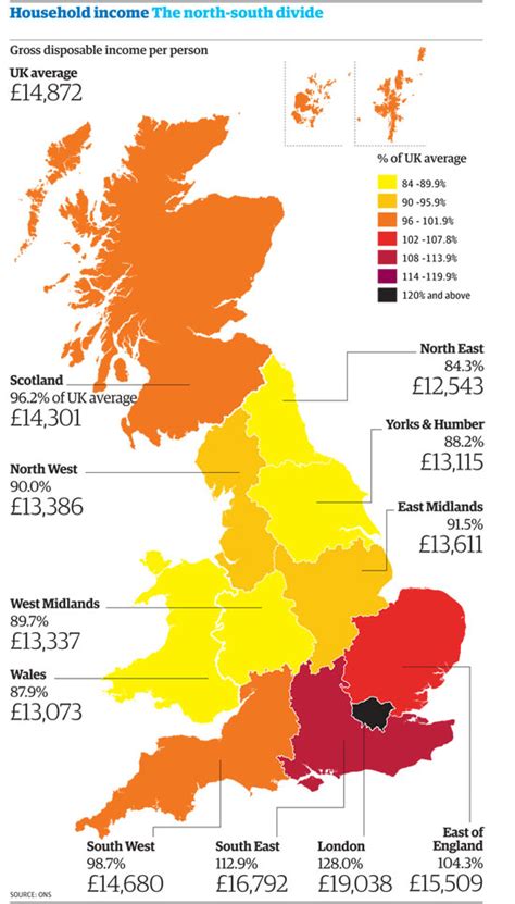 The North South Pay Gap What Do People Earn Where You Live News