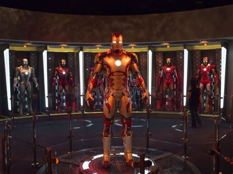 Iron Man 3 Suits Of Armor Exhibit In Disneyland Editorial Photography