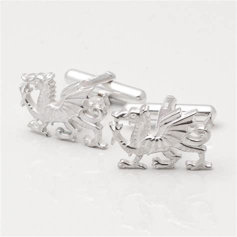 Sterling Silver Welsh Dragon Cufflinks By Badger And Brownbadger And