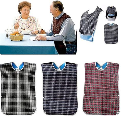3 Pack Adult Bibs With Crumb Catcher Washable Adult Dining Bib Large