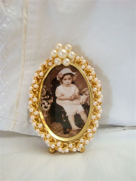 Vintage Jewelry Embellished Picture Frame Pearlie By Flbling 1999