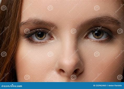 Close Up Portrait Of Beautiful Female Eye Natural Beauty Stock Photo