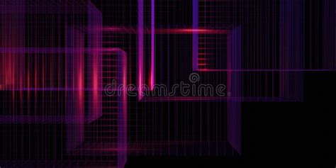 Laser Grid Purple Glow Red And Blue 3d Illustration Stock Illustration