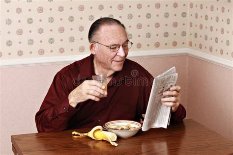 Mature Man Eating Breakfast Stock Image Image Of Cereal Room 21893859