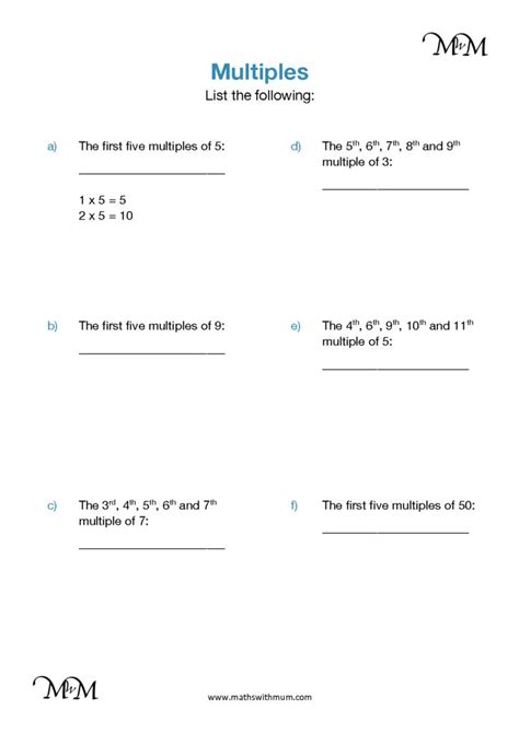 Listing Multiples Of Numbers Maths With Mum