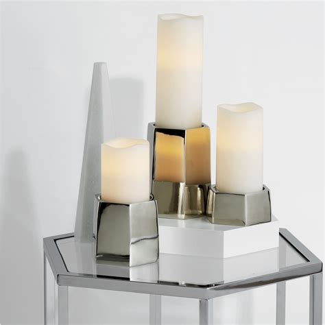 Pax Silver Pillar Candle Holder Small Decor Candle Holders