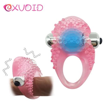 Exvoid Delay Ejaculation Penis Vibrating Ring Bullet Vibrator Sex Toys For Men Male Cock