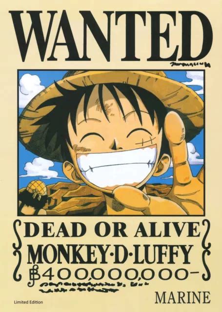 One Piece Wanted Monkey D Luffy Ruffy Billion Anime Cosplay Posters Do Picclick Uk