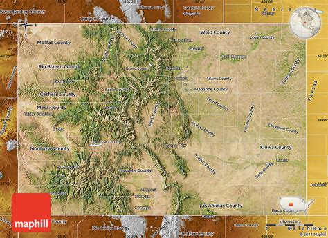 Satellite Map Of Colorado Physical Outside