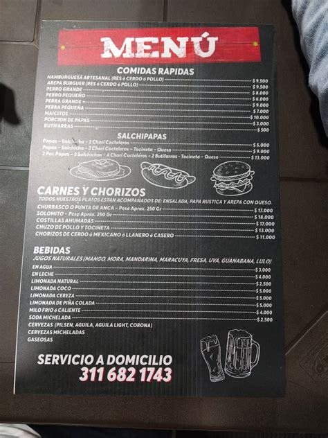 Carta Del Restaurante Dónde Fercho Comidas Rápidas Santo Domingo