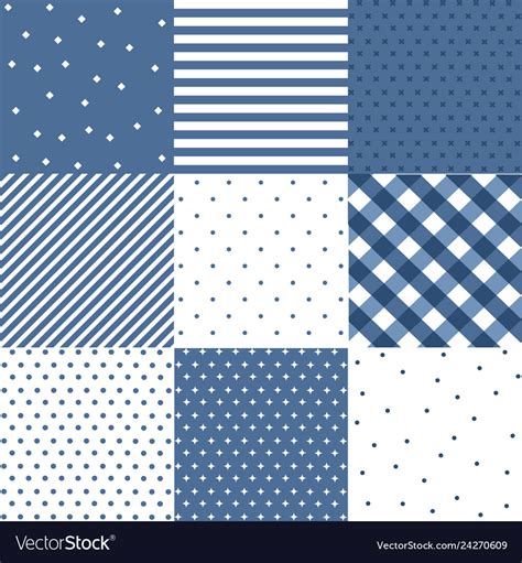 Set Blue Cute Seamless Patterns Royalty Free Vector Image