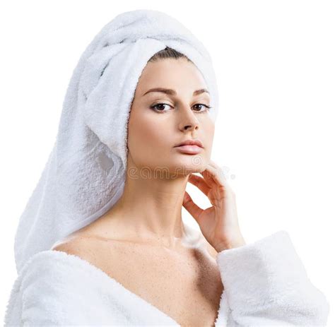 Sensual Woman In Bathrobe And Bath Towel On Head Stock Photo Image Of Beauty Cotton