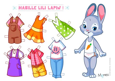 Coloriage mode coloriage dessin anime coloriage dessins colores. Poupée en papier à habiller : Lili Lapin - Momes.net