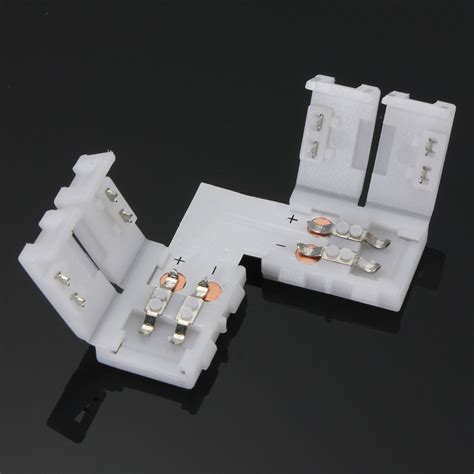 8mm T L Shape 2 Pin 3528 LED Strip PCB Corner Connector For Single