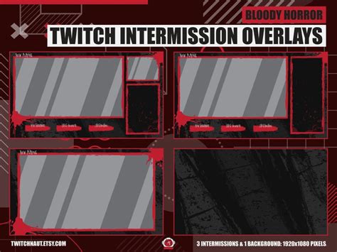 Red Horror Animated Twitch Overlay Package Bloody Gothic Twitch Stream