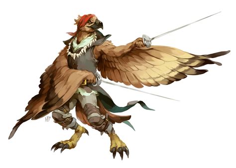 Male Avian Aarakocra Cacaw Kenku Strix Tengu Sword Rapiers Dual