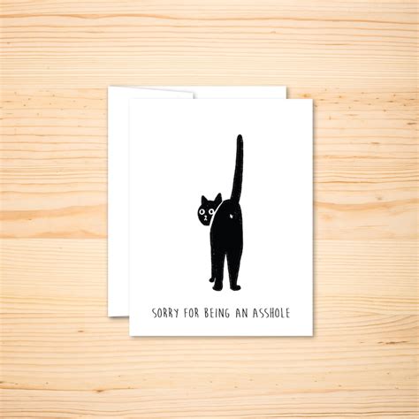 Cat Card Sorry Card Asshole Cat Card Im Sorry Etsy