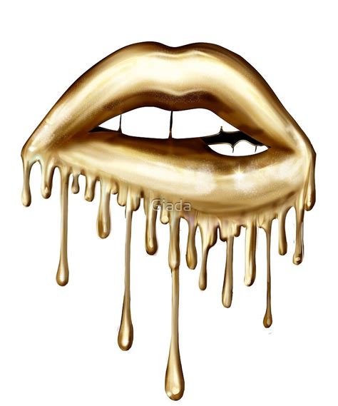 Gold Dripping Lips By Giada Redbubble Gold Lips Wallpaper Lip