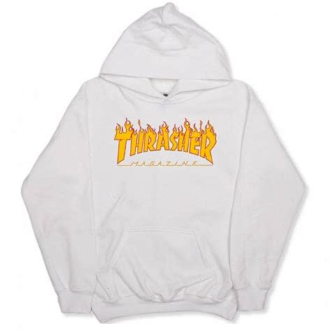 Thrasher Flame Logo Hoodie White Skate Clothing From Native Skate