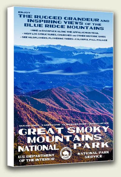 Great Smoky Mountains Canvas Poster National Park Posters
