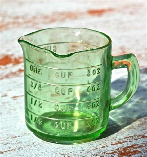 Vintage Hazel Atlas Green Glass Measuring Cup By Ivorybird