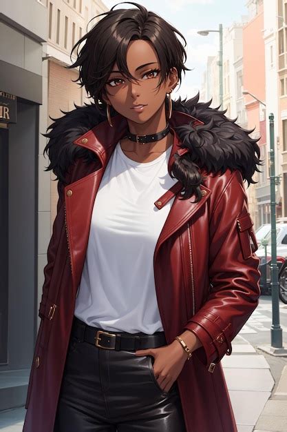 Premium Ai Image Anime Girl In A Red Leather Jacket