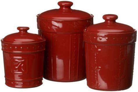 190563509352 *for decorative purposes only *does not hold water read more Red Canister Set Of 3 Counter Storage Flour Coffee Tea ...
