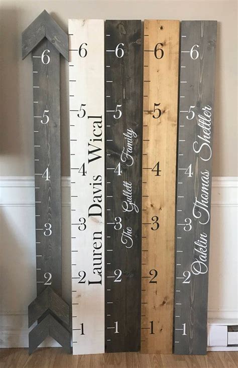 Modern Farmhouse Wood Growth Ruler Chart With Painted Etsy Wooden