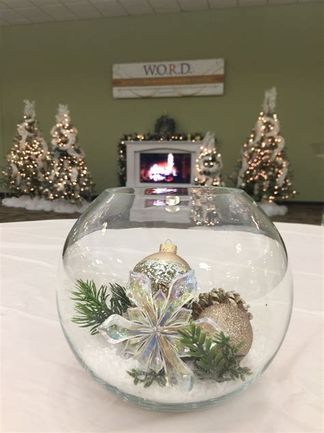 Globe Centerpieces Made Of Snowflakes And Pinecones Wedding Shower