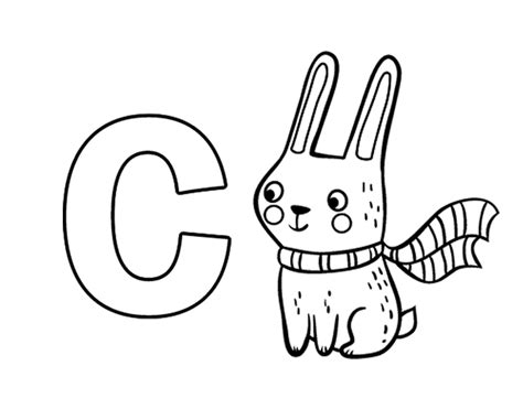 Dibujo De C De Conejo Para Colorear Letras Abecedario Para Imprimir