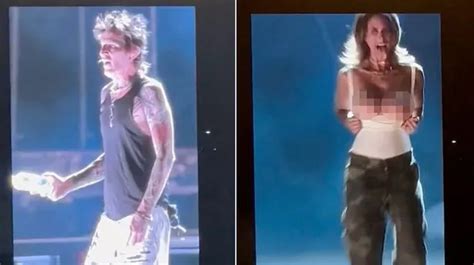tommy lee s wife brittany furlan stuns fans by flashing audience at motley crue concert mirror
