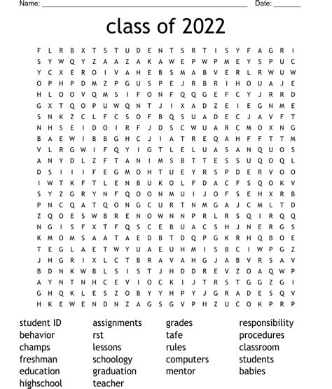 Class Of 2022 Word Search Wordmint