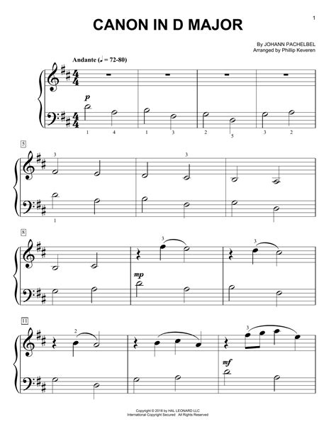 Canon in d easy piano by johann pachelbel. Phillip Keveren "Canon In D" Sheet Music PDF Notes, Chords | Classical Score Big Note Piano ...