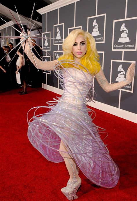 Lady Gagas Grammys Look Space Orbit Dress Yellow Hair Photos