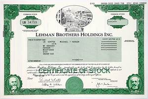Rare Lehman Brothers Holdings Inc Stock Certificate 2008 Etsy Uk