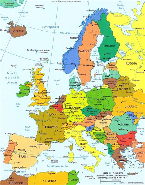 Detailed Political Map Of Europe With Capitals Europe