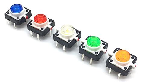2 X Illuminated Led Tactile Switch Push To Make 12x12x73mm White Green