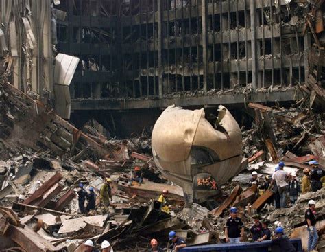 Battered And Scarred ‘sphere’ Returns To 9 11 Site The New York Times