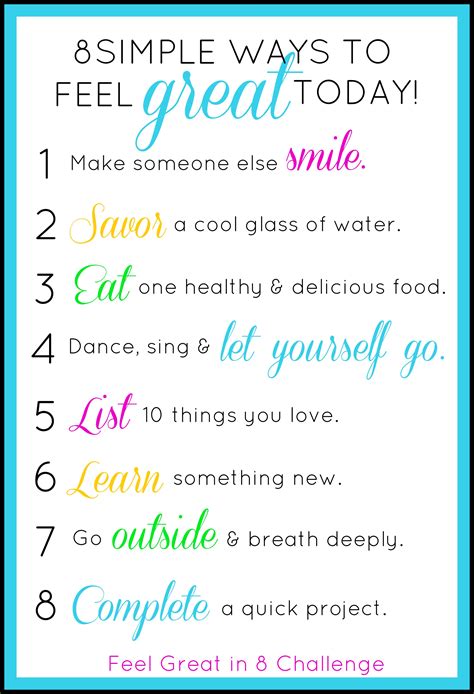 8 Simple Ways To Feel Great Today Feel Great In 8 Blog