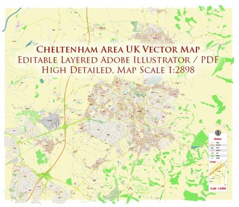 Cheltenham Uk Map Vector City Plan High Detailed Street Map Editable