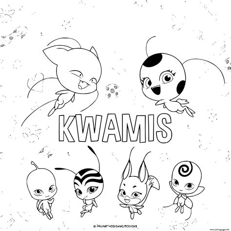 Cute Kwamis From Miraculous Ladybugs Coloring Page Printable