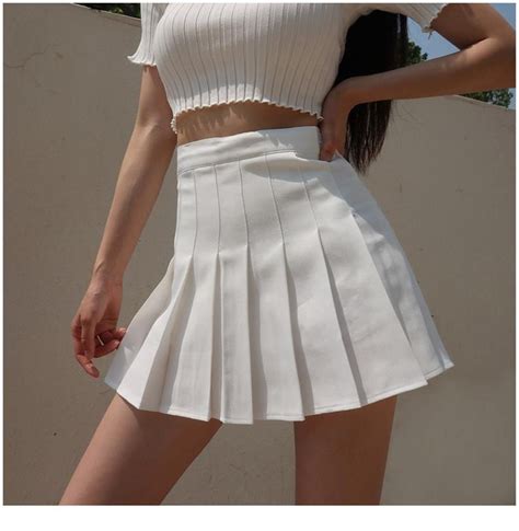 White Mini Pleated Tennis Skirt Schoolgirl Highwaisted Y K Etsy White Tennis Skirt Tennis