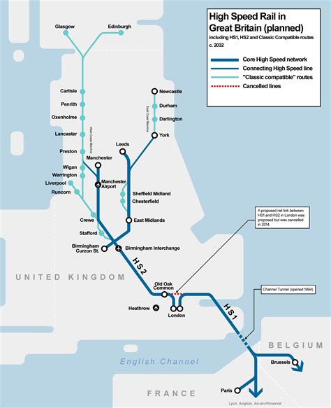 Diagrammatic Map Showing The Planned High Speed Rail Network In Great Britain With Proposed