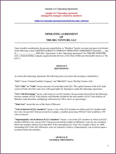 A series llc is a limited liability company where each series acts as a separate for legal these are: Llc Partnership Operating Agreement Template - Template 1 ...