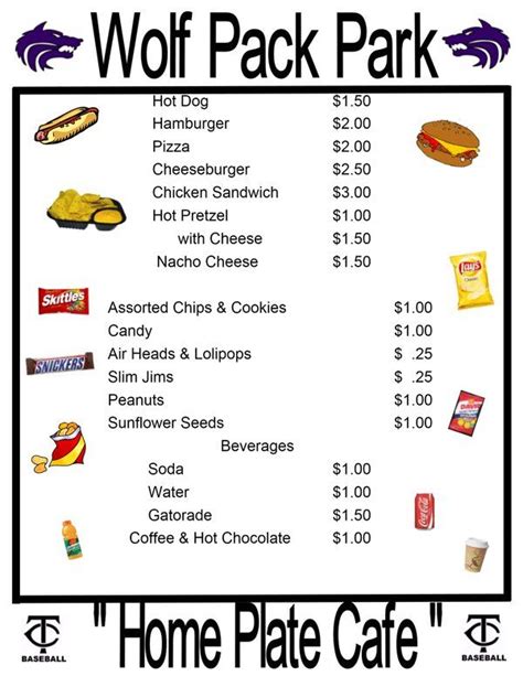 Printable Free Concession Stand Menu Template Word