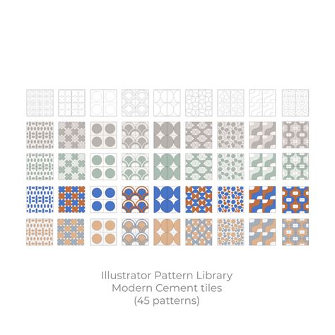 Illustrator Pattern Library Modern Cement Tiles 40 Patterns