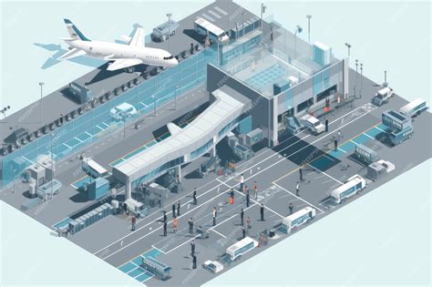 Premium Ai Image Isometric View Of Bustling Airport With Planes And