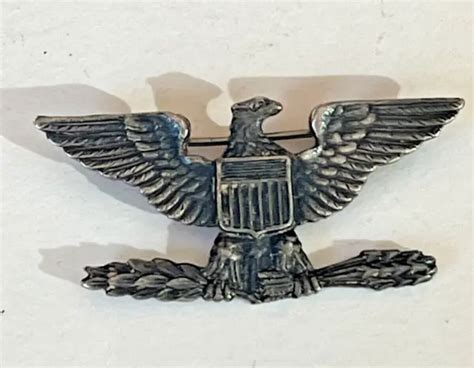 Wwii 1942 1945 Sterling Us Army Colonel Rank War Eagle Shoulder